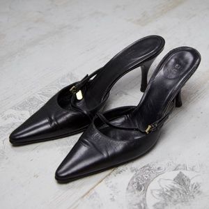 Gucci Cruise St 21 Black Leather Kitten Heels